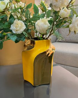 Jarrón Cerámico Oro Amarillo